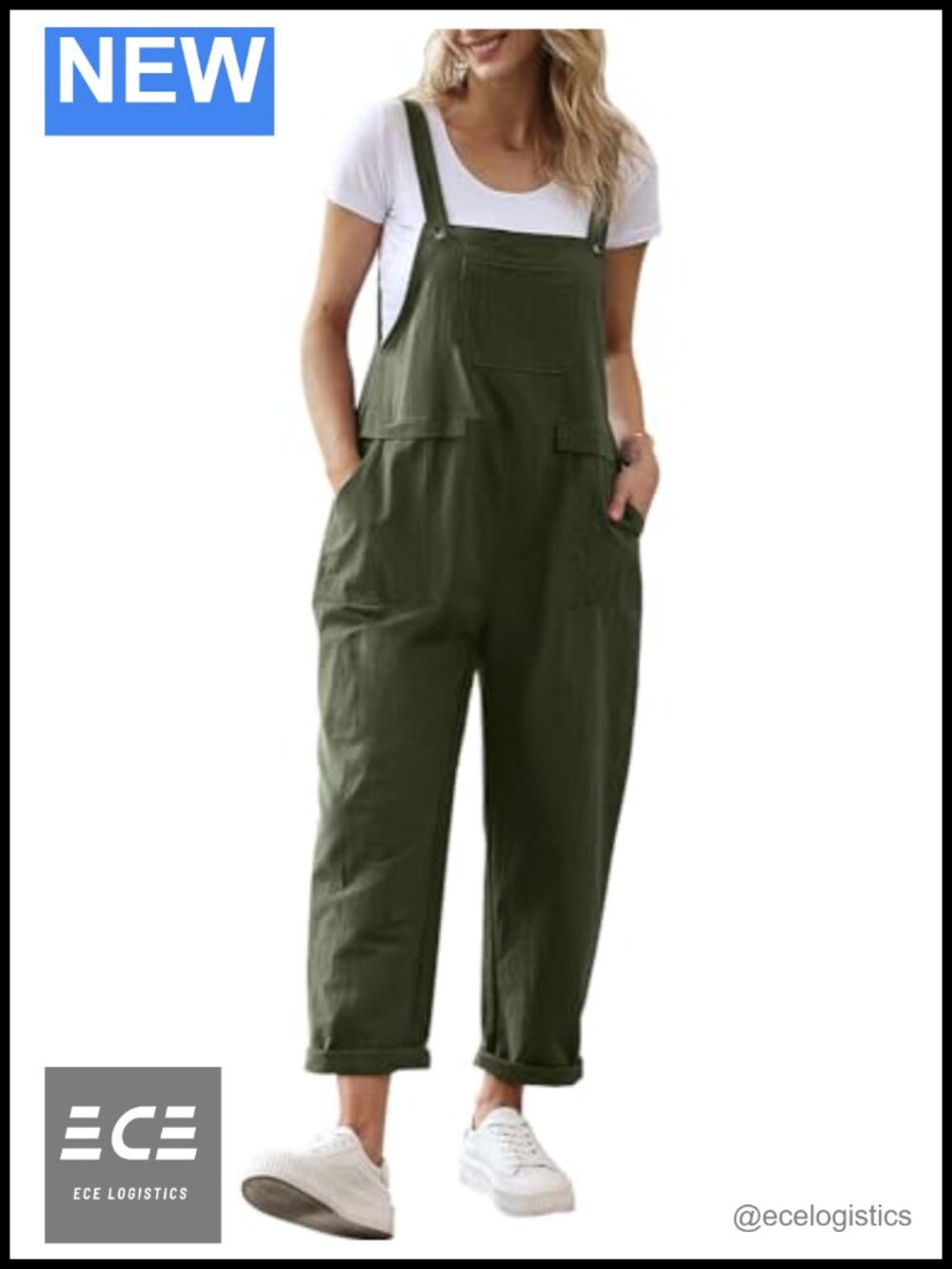 YESNO Womens Baggy Bib Overalls Loose Casual Rompers Jumpsuits Sleeveless